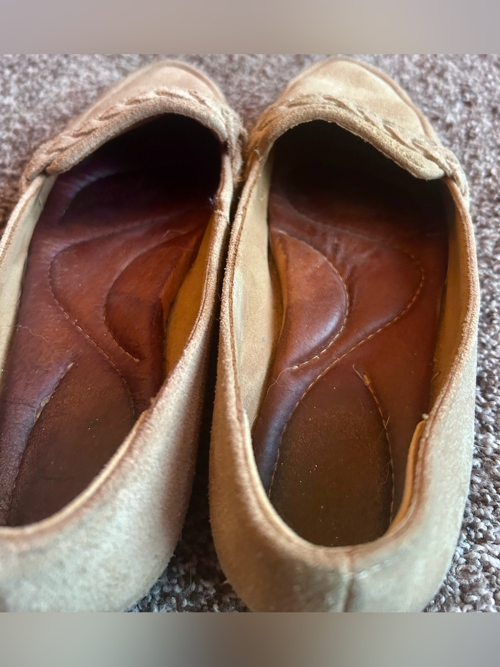 Women's Size 6.5 Suede Braided Taupe Office Penny Loafers - Picture 5 of 7
